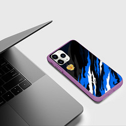 Чехол iPhone 11 Pro матовый Герб России - blue sport, цвет: 3D-фиолетовый — фото 2