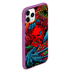 Чехол iPhone 11 Pro матовый Samurai logo cyberpunk, цвет: 3D-фиолетовый — фото 2