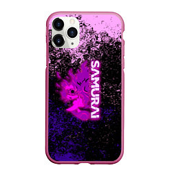 Чехол iPhone 11 Pro матовый Samurai neon logo краски, цвет: 3D-малиновый