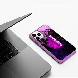 Чехол iPhone 11 Pro матовый Samurai neon logo краски, цвет: 3D-фиолетовый — фото 2