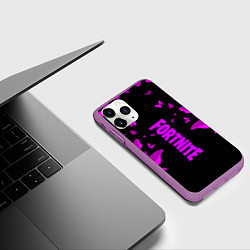 Чехол iPhone 11 Pro матовый Fortnite buterfly neon, цвет: 3D-фиолетовый — фото 2