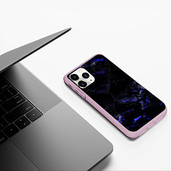 Чехол iPhone 11 Pro матовый Потертая синяя текстура, цвет: 3D-розовый — фото 2