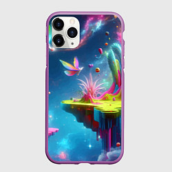 Чехол iPhone 11 Pro матовый Космическая фантазия - нейросеть, цвет: 3D-фиолетовый