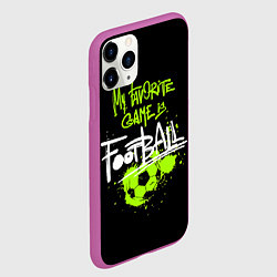 Чехол iPhone 11 Pro матовый Моя любимая игра футбол, цвет: 3D-фиолетовый — фото 2