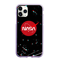 Чехол iPhone 11 Pro матовый NASA glitch splash, цвет: 3D-светло-сиреневый