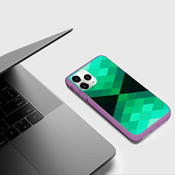 Чехол iPhone 11 Pro матовый Изумрудная мозаика, цвет: 3D-фиолетовый — фото 2