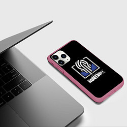 Чехол iPhone 11 Pro матовый Rainbow six siege logo, цвет: 3D-малиновый — фото 2