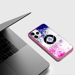 Чехол iPhone 11 Pro матовый Portal брызги красок текстура, цвет: 3D-малиновый — фото 2