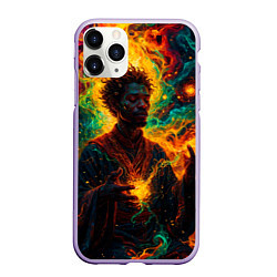 Чехол iPhone 11 Pro матовый Огненный монах, цвет: 3D-светло-сиреневый