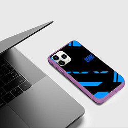Чехол iPhone 11 Pro матовый PUBG blue geometry, цвет: 3D-фиолетовый — фото 2