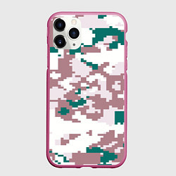 Чехол iPhone 11 Pro матовый Пиксельный камуфляж европа, цвет: 3D-малиновый