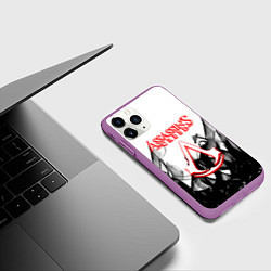Чехол iPhone 11 Pro матовый Assassins Creed огненное лого гейм, цвет: 3D-фиолетовый — фото 2