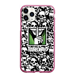 Чехол iPhone 11 Pro матовый Rainbow six pattern skull, цвет: 3D-малиновый