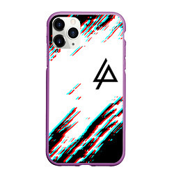 Чехол iPhone 11 Pro матовый Linkin park краски глитч, цвет: 3D-фиолетовый