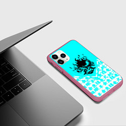 Чехол iPhone 11 Pro матовый Cyberpunk neon samurai japan, цвет: 3D-малиновый — фото 2