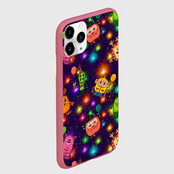 Чехол iPhone 11 Pro матовый Позитивные монстрики, цвет: 3D-малиновый — фото 2