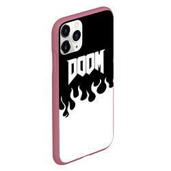 Чехол iPhone 11 Pro матовый Doom fire white, цвет: 3D-малиновый — фото 2