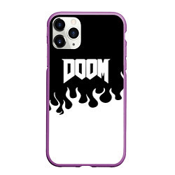 Чехол iPhone 11 Pro матовый Doom fire white, цвет: 3D-фиолетовый