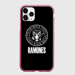 Чехол iPhone 11 Pro матовый Ramones rock logo, цвет: 3D-малиновый