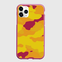 Чехол iPhone 11 Pro матовый Камуфляж золото текстура, цвет: 3D-малиновый