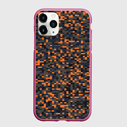 Чехол iPhone 11 Pro матовый Пиксели камуфляжная текстура, цвет: 3D-малиновый