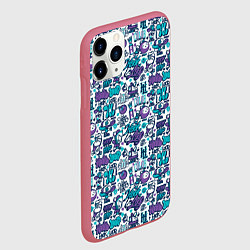 Чехол iPhone 11 Pro матовый Граффити крючок и петля, цвет: 3D-малиновый — фото 2