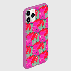 Чехол iPhone 11 Pro матовый Красные синие желтые цветы лилии, цвет: 3D-фиолетовый — фото 2