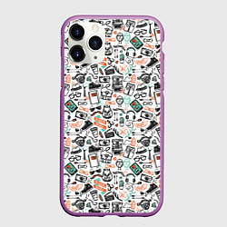 Чехол iPhone 11 Pro матовый Дудл хипстер, цвет: 3D-фиолетовый