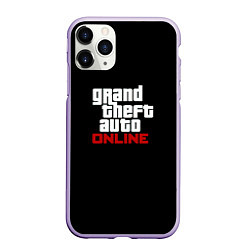 Чехол iPhone 11 Pro матовый GTA online logo, цвет: 3D-светло-сиреневый