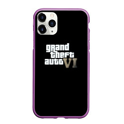 Чехол iPhone 11 Pro матовый GTA 6 game, цвет: 3D-фиолетовый