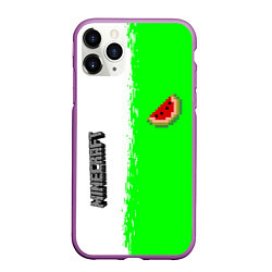 Чехол iPhone 11 Pro матовый Minecraft colors green game, цвет: 3D-фиолетовый