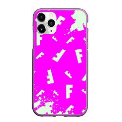 Чехол iPhone 11 Pro матовый Fortnite pattern pink, цвет: 3D-фиолетовый