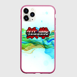 Чехол iPhone 11 Pro матовый Tekken neon flame smoke, цвет: 3D-малиновый