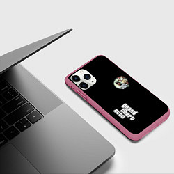 Чехол iPhone 11 Pro матовый GTA 5 logo, цвет: 3D-малиновый — фото 2