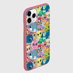 Чехол iPhone 11 Pro матовый Мультяшные обитатели морей, цвет: 3D-малиновый — фото 2