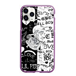 Чехол iPhone 11 Pro матовый Lii Peep pattern rap, цвет: 3D-фиолетовый