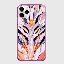 Чехол iPhone 11 Pro матовый Чёрно-бело-оранжевая абстракция, цвет: 3D-фиолетовый