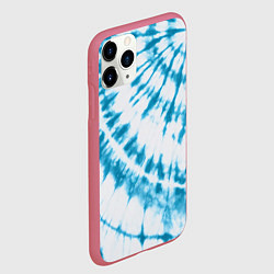 Чехол iPhone 11 Pro матовый Тай-дай бело-синий, цвет: 3D-малиновый — фото 2