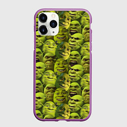 Чехол iPhone 11 Pro матовый Шрек - паттерн, цвет: 3D-фиолетовый