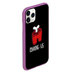 Чехол iPhone 11 Pro матовый Among us logo red, цвет: 3D-фиолетовый — фото 2