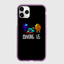 Чехол iPhone 11 Pro матовый Among us game, цвет: 3D-фиолетовый