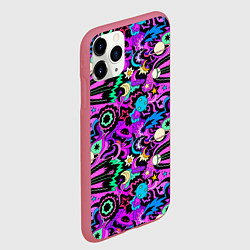 Чехол iPhone 11 Pro матовый Мультяшный космос, цвет: 3D-малиновый — фото 2