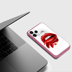 Чехол iPhone 11 Pro матовый Цветные губы, цвет: 3D-малиновый — фото 2