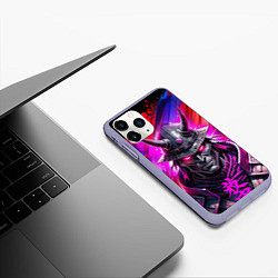 Чехол iPhone 11 Pro матовый Самурай с красными глазами японский стиль, цвет: 3D-светло-сиреневый — фото 2