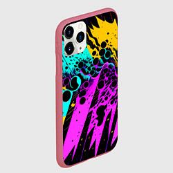 Чехол iPhone 11 Pro матовый Разноцветная неоновая абстракция - нейроарт, цвет: 3D-малиновый — фото 2