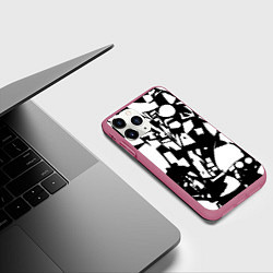 Чехол iPhone 11 Pro матовый Модная абстракция - нейроарт, цвет: 3D-малиновый — фото 2