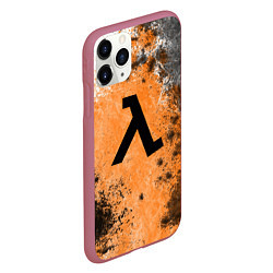 Чехол iPhone 11 Pro матовый Half life оранжевые краски, цвет: 3D-малиновый — фото 2