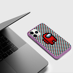 Чехол iPhone 11 Pro матовый Among us шахматка, цвет: 3D-фиолетовый — фото 2