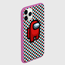 Чехол iPhone 11 Pro матовый Among us шахматка, цвет: 3D-фиолетовый — фото 2