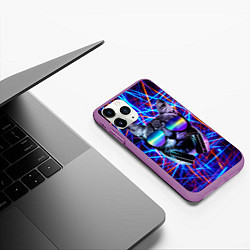 Чехол iPhone 11 Pro матовый Cat DJ neon, цвет: 3D-фиолетовый — фото 2